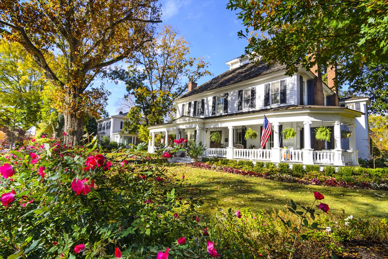 Home with rose garden